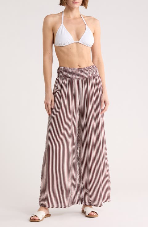 Stripe Flowy Cover-Up Pants