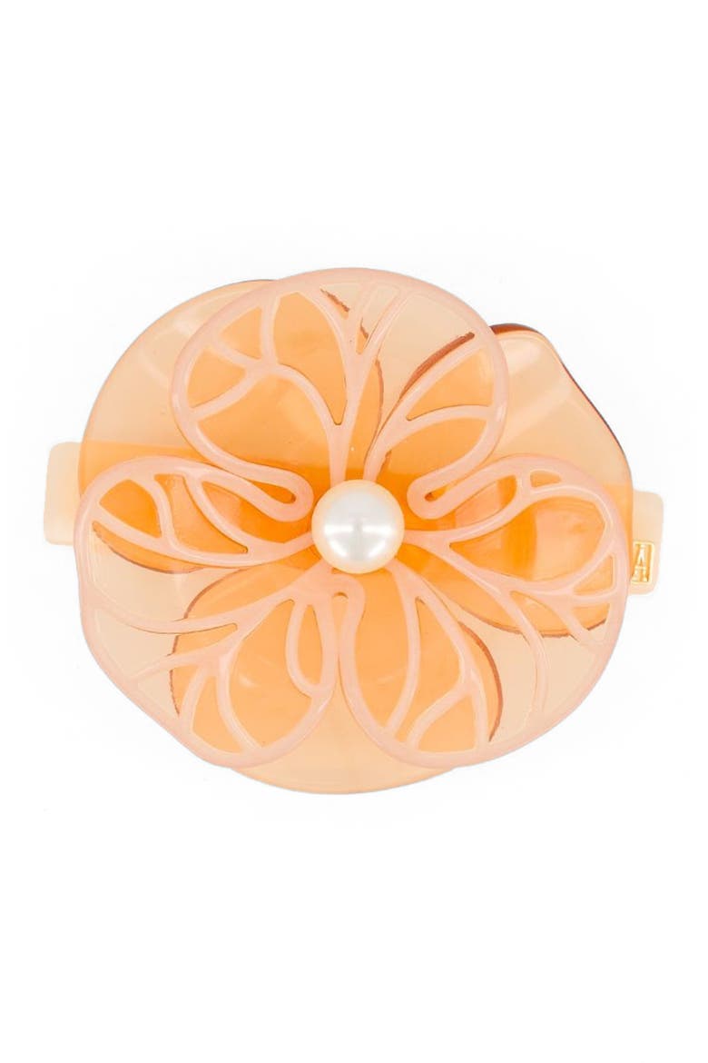 Boheme camelia acetate hair barette, Main, color, Peach