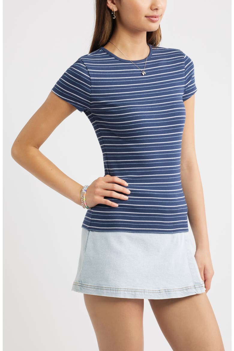 Stretch Cotton Blend Baby Tee, Alternate, color, NAVY BLUE LARISSA STRIPE