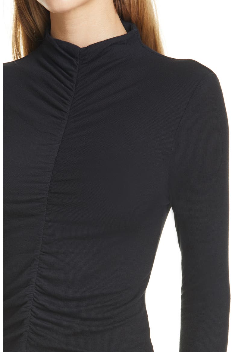 Theresa Ruched Mock Neck Top, Alternate, color, BLACK