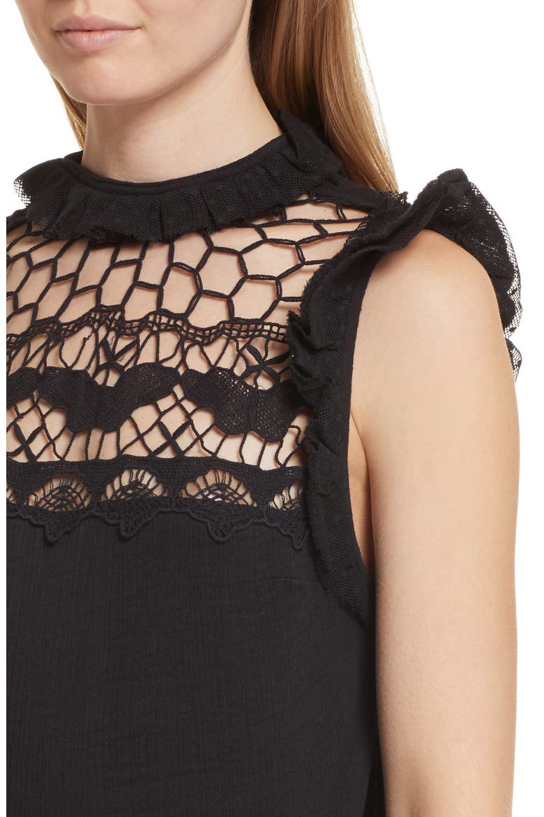 Simply Smiles Crochet Top, Alternate, color, BLACK
