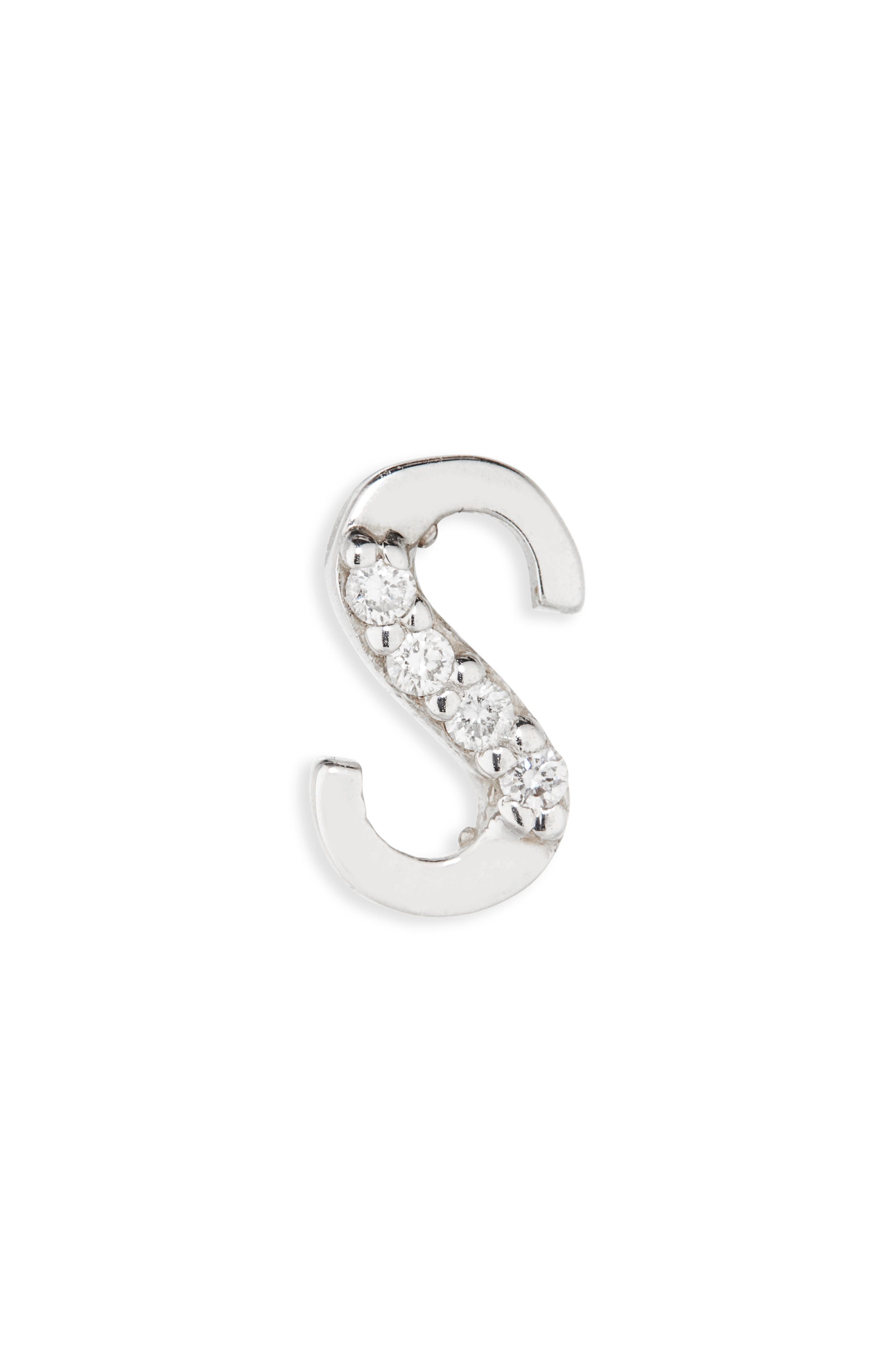 LANA 14K Gold Diamond Initial Single Stud Earring