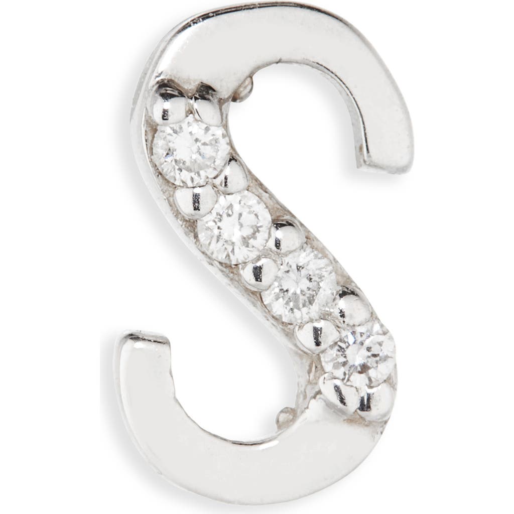 Lana 14k Gold Diamond Initial Single Stud Earring In White