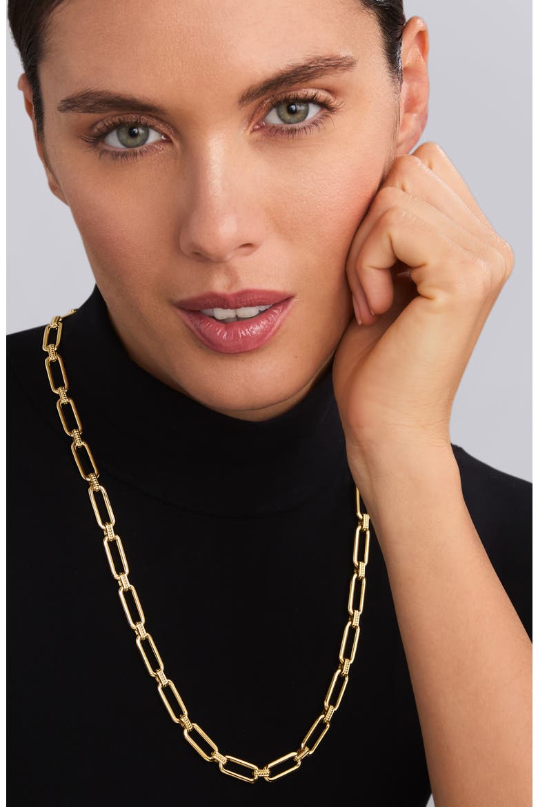 Signature Caviar Smooth Link Toggle Necklace, Alternate, color, GOLD