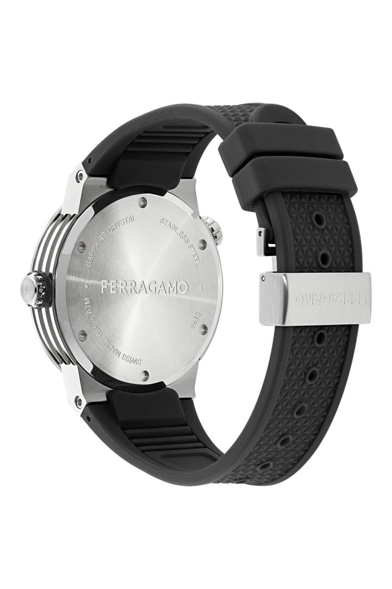 F-80 GMT Worldtime Rubber Strap Watch, Alternate, color, STAINLESS STEEL
