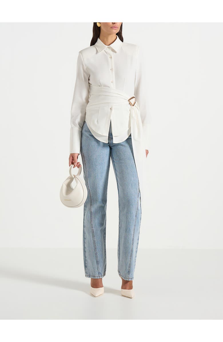 Manière De Voir Fia Wrap Shirt With Hardware Detail, Alternate, color, White