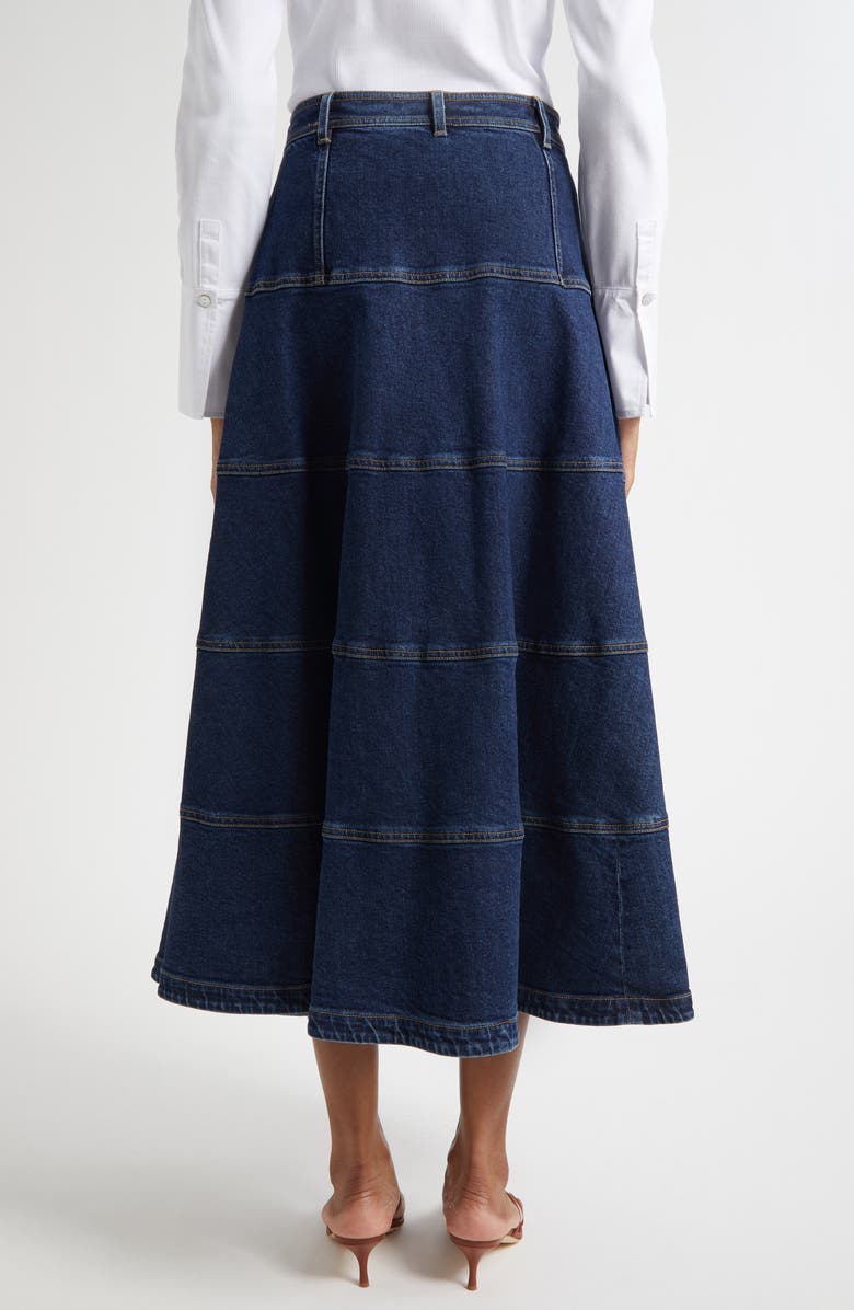 Cinq à Sept Wilhelmina Paneled Denim Midi Skirt, Alternate, color, Fontaine