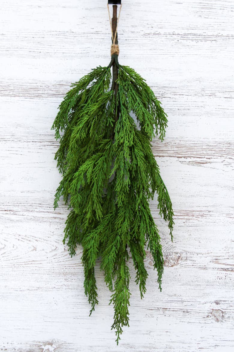 Real Touch Cedar Teardrop Christmas Holiday Swag, Main, color, Green Set of Two