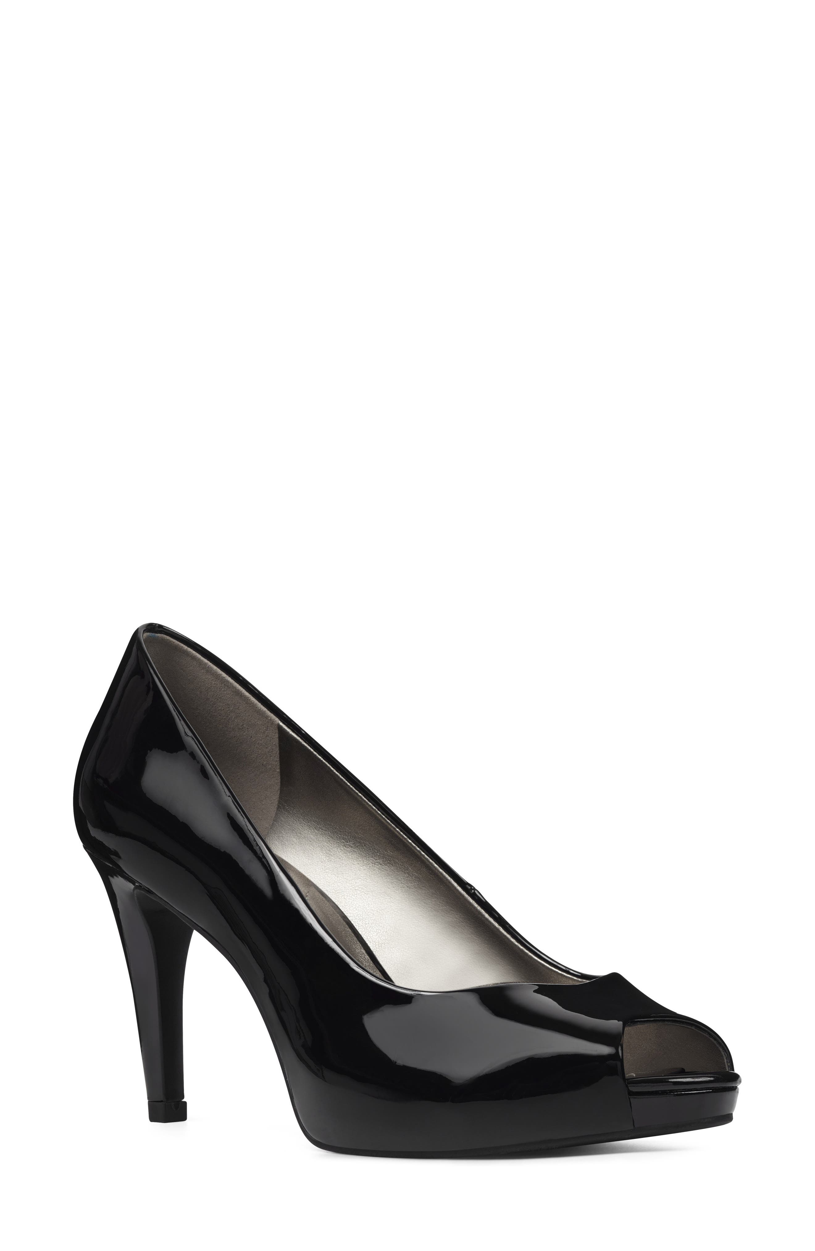 Bandolino Rainaa Peep Toe Pump, Main, color, Black Patent