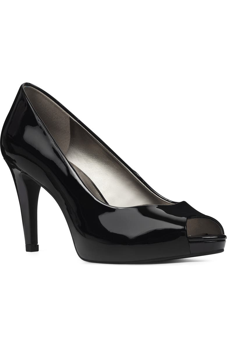 Bandolino Rainaa Peep Toe Pump, Main, color, Black Patent