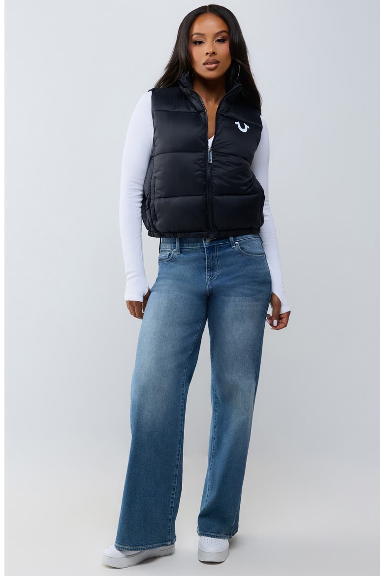 Logo Cropped Puffer Vest, Alternate, color, JET BLACK