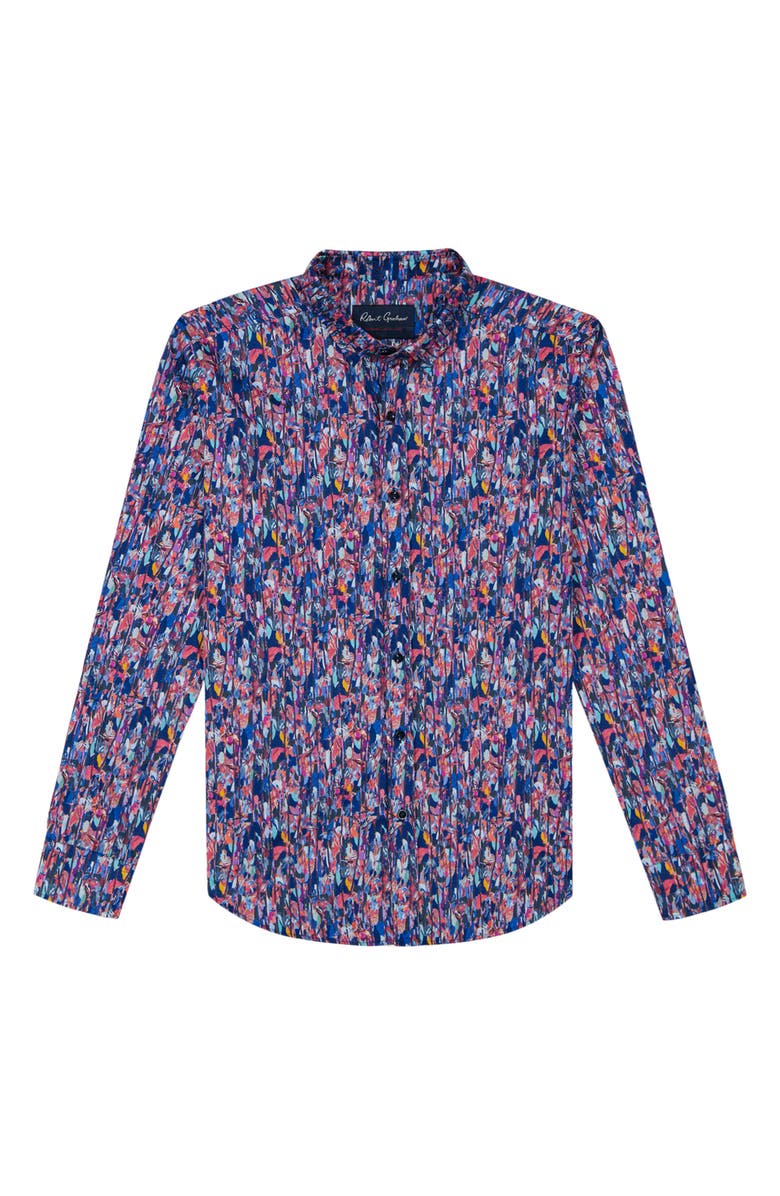 Robert Graham Brighton Tailored Fit Leaf Print Cotton Button-Up Shirt, Alternate, color,