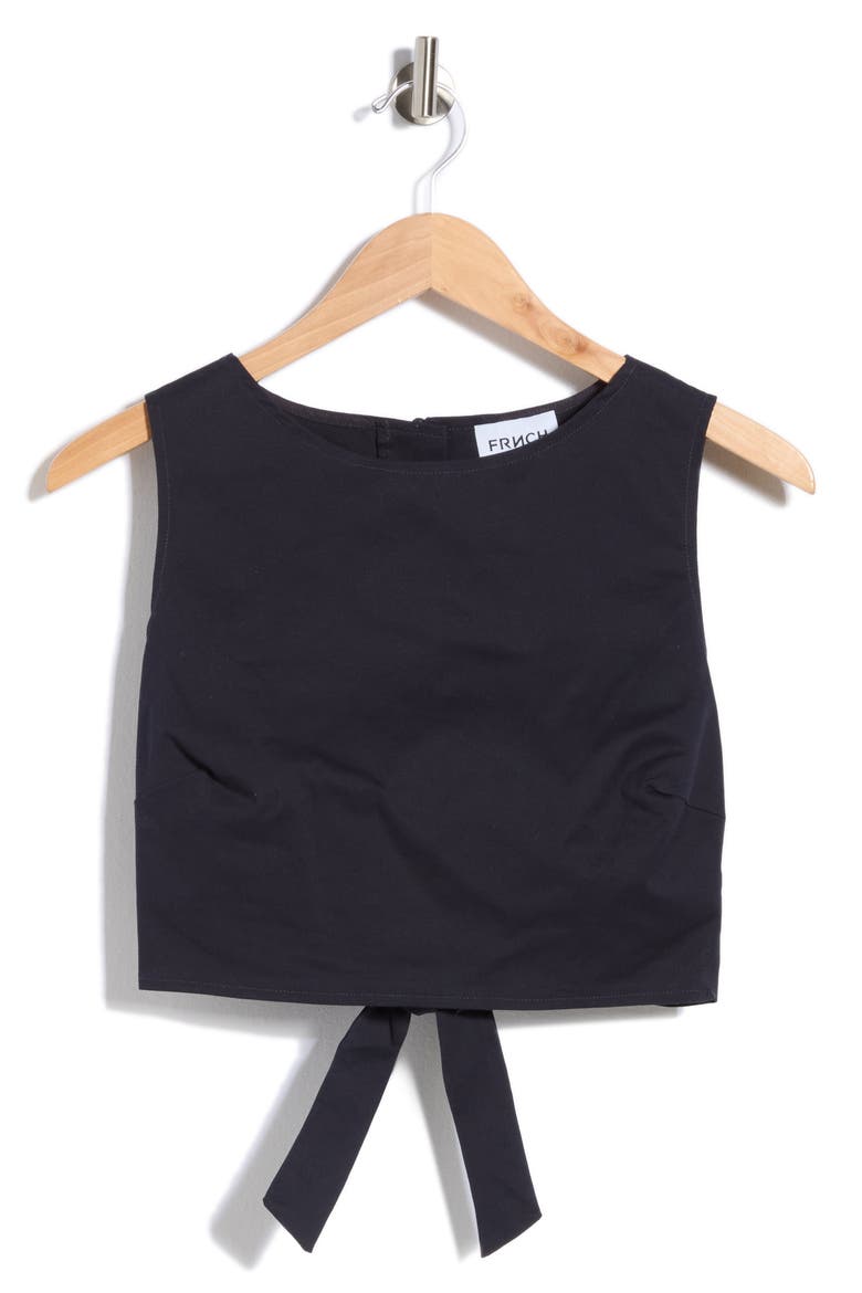 Lola Tie Back Cotton Crop Top, Alternate, color, BLEU MARINE