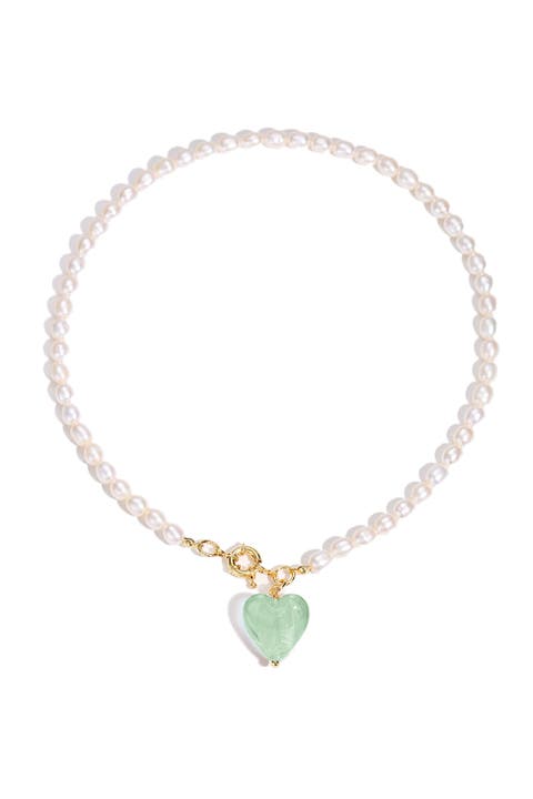 Esmée Glaze Heart Pendant Baroque Pearl Necklace