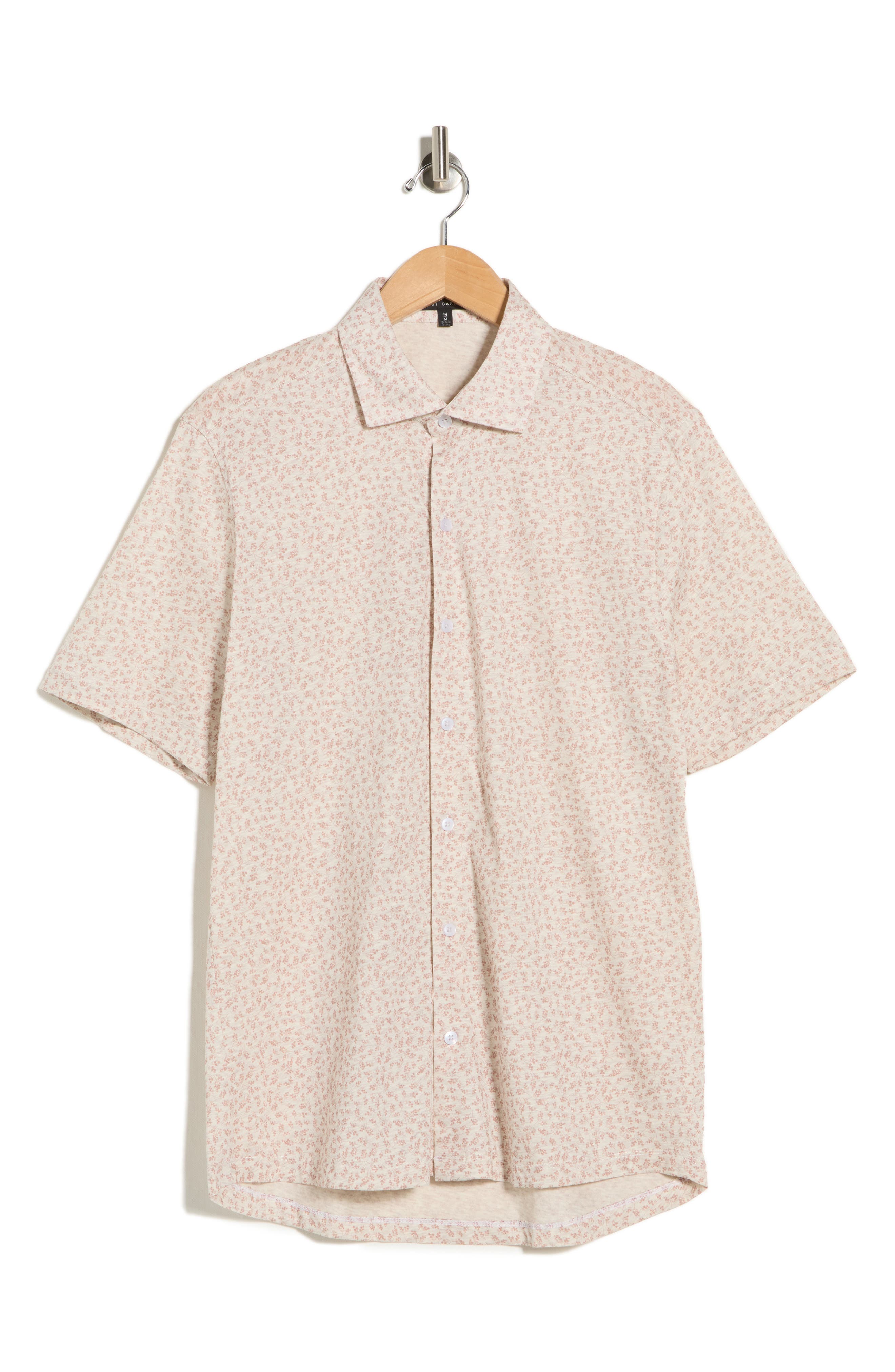 Robert Barakett Corey Short Sleeve Cotton Knit Button-Up Shirt