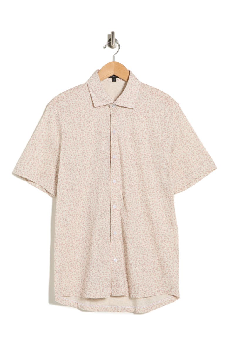 Corey Short Sleeve Cotton Knit Button-Up Shirt, Alternate, color, CORAL