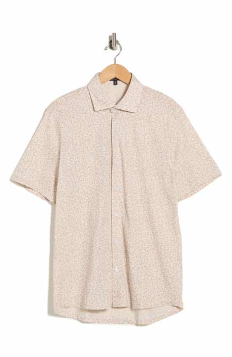 Robert Barakett Corey Short Sleeve Cotton Knit Button-Up Shirt