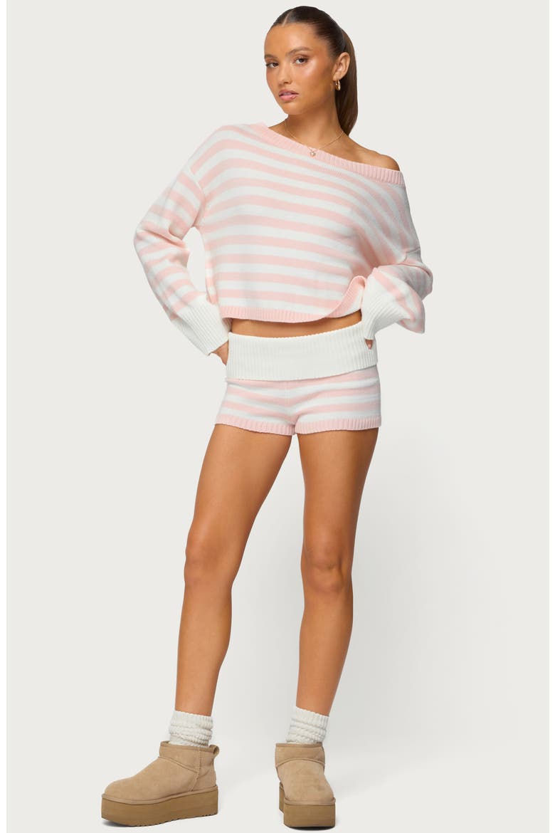 Saphi Stripe Oversize Long Sleeve Knit Top, Alternate, color, LIGHT-PINK-AND-CREAM