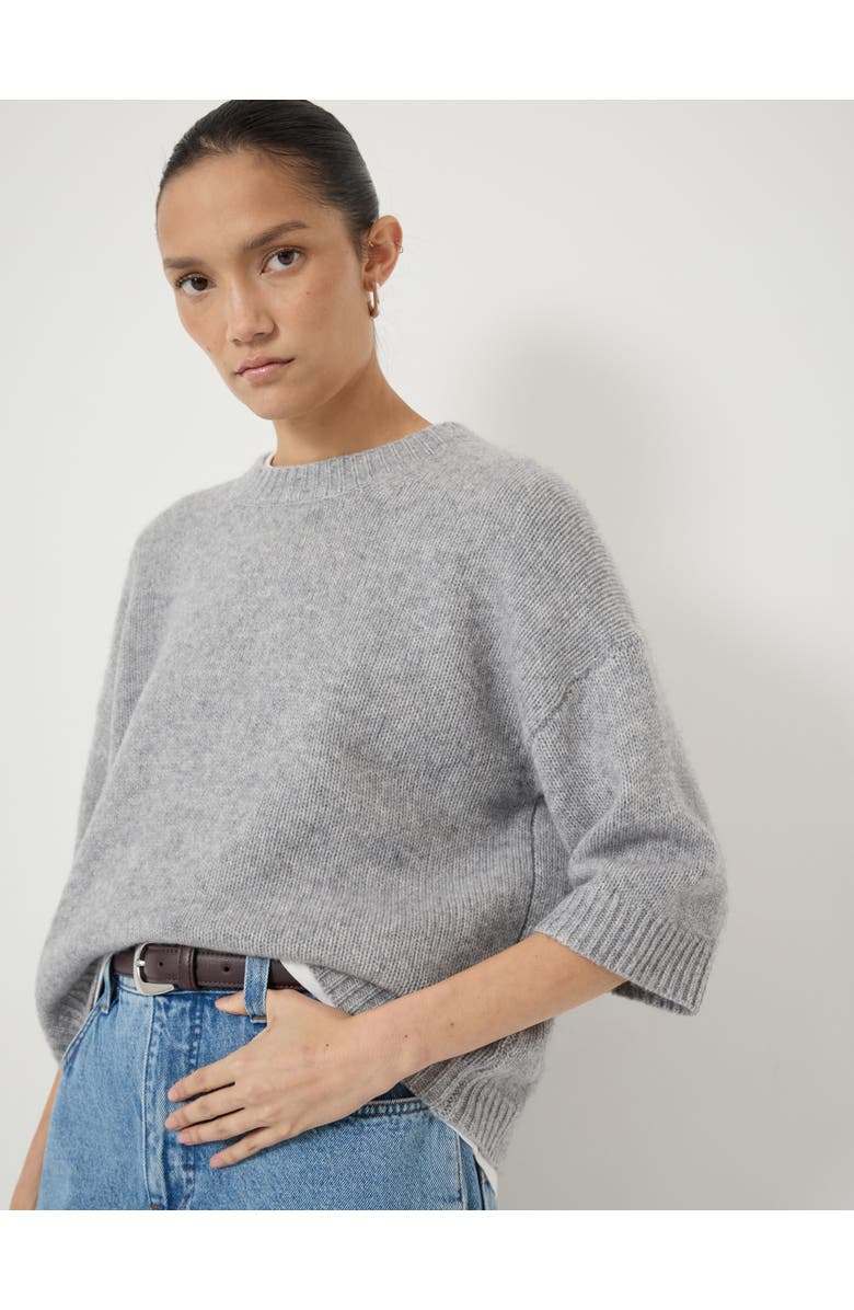 Hush Cherrie Chunky 100% Cashmere Tee, Alternate, color, Mid Grey Marl