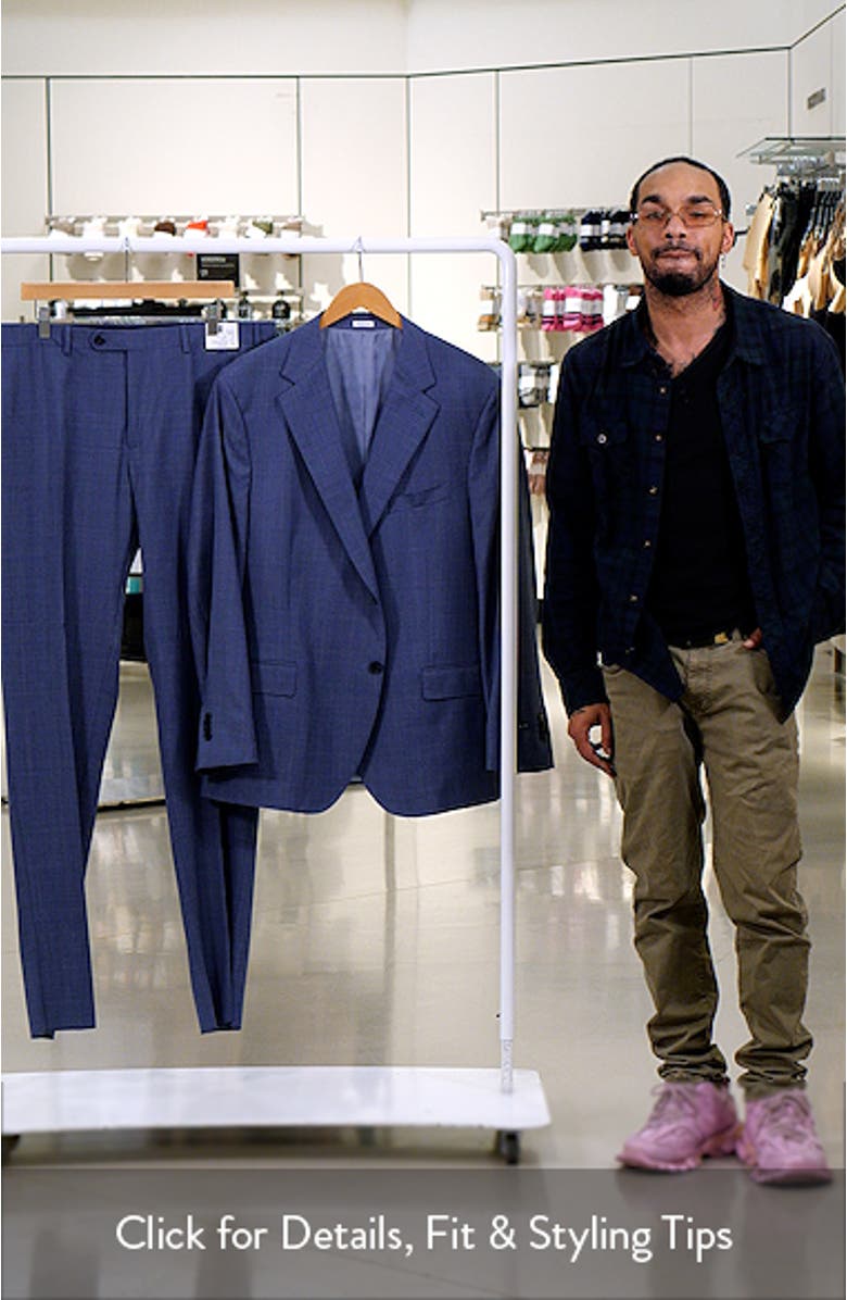 Hartford Classic Fit Blue Glen Check Wool Suit, sales video thumbnail