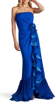 Tadashi Shoji Ruffle Detail Strapless Gown