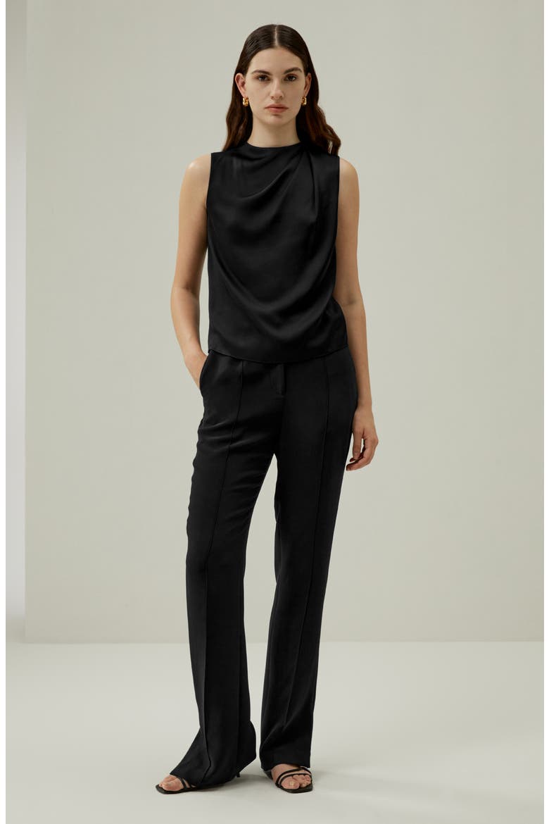 Women's Sleeveless Minimalist Silk Top, Alternate, color, Black