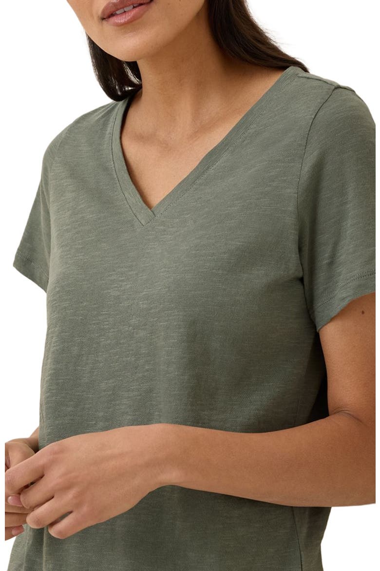 Organic Cotton Featherweight Slub V-Neck Tee, Alternate, color, Castor Green