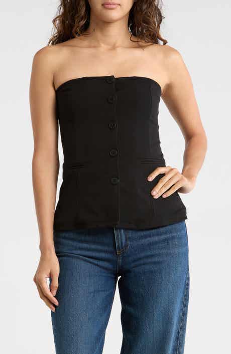 Madden Girl Button Front Strapless Top