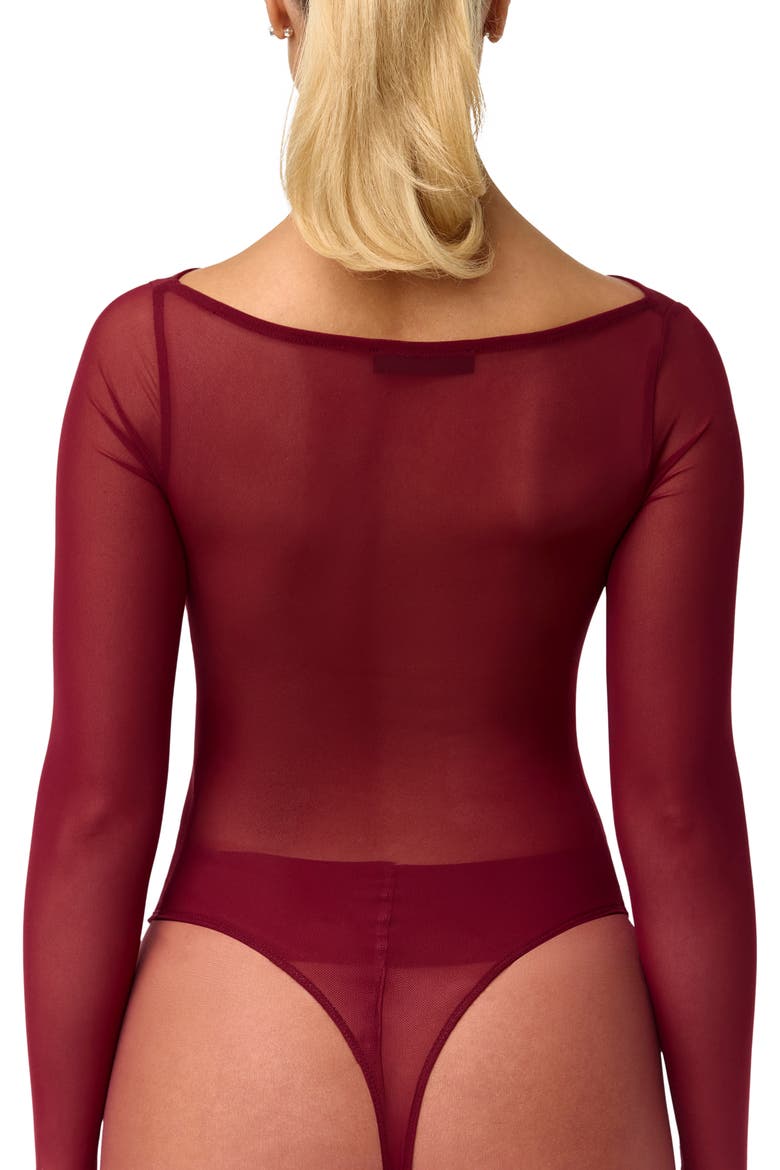 Long Sleeve Mesh Bodysuit, Alternate, color, SANGRIA