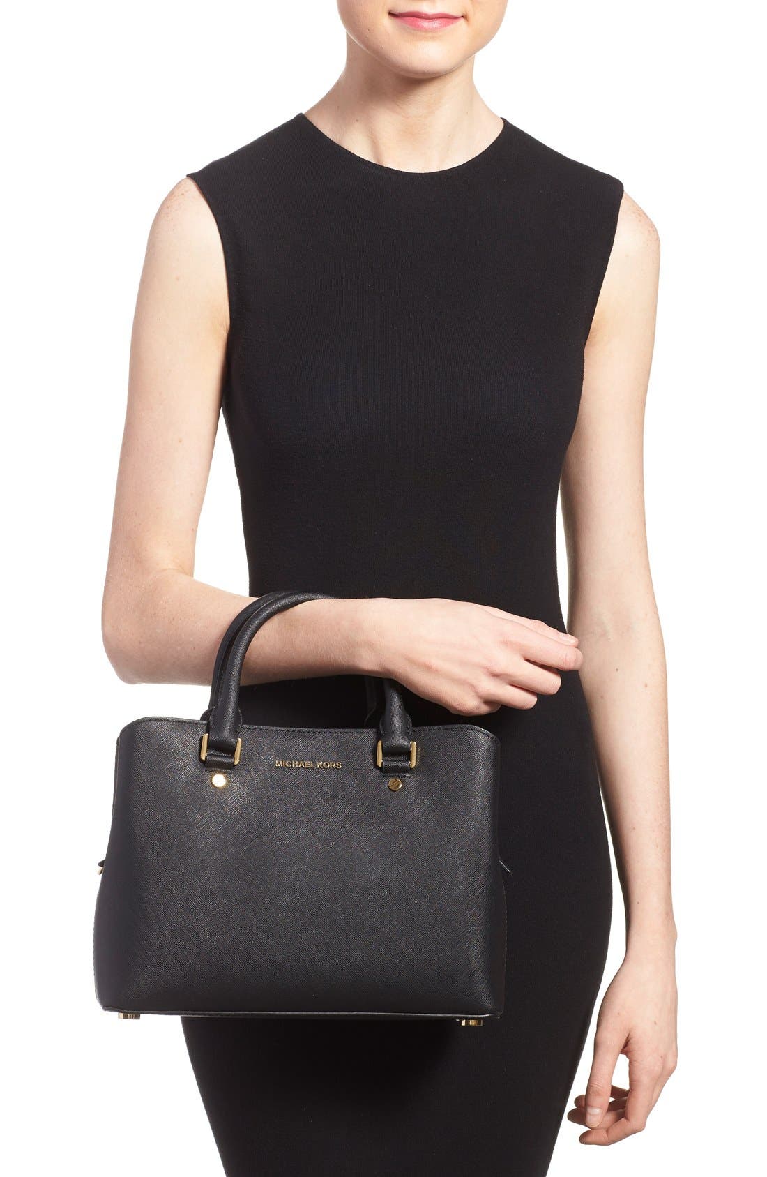 MICHAEL Michael Kors 'Medium Savannah' Leather Satchel, Alternate, color, 