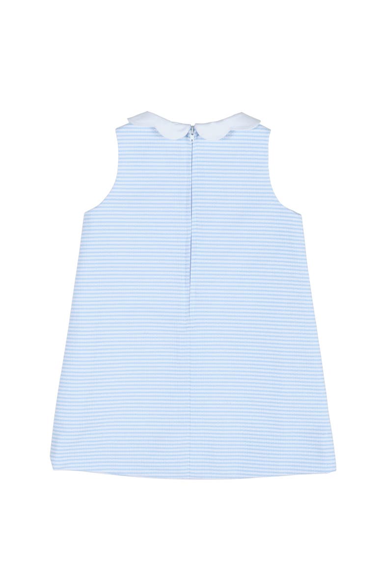 Florence Eiseman Stripe Birdseye Pique Dress with Petal Collar and Flowers, Alternate, color, Light Blue / White