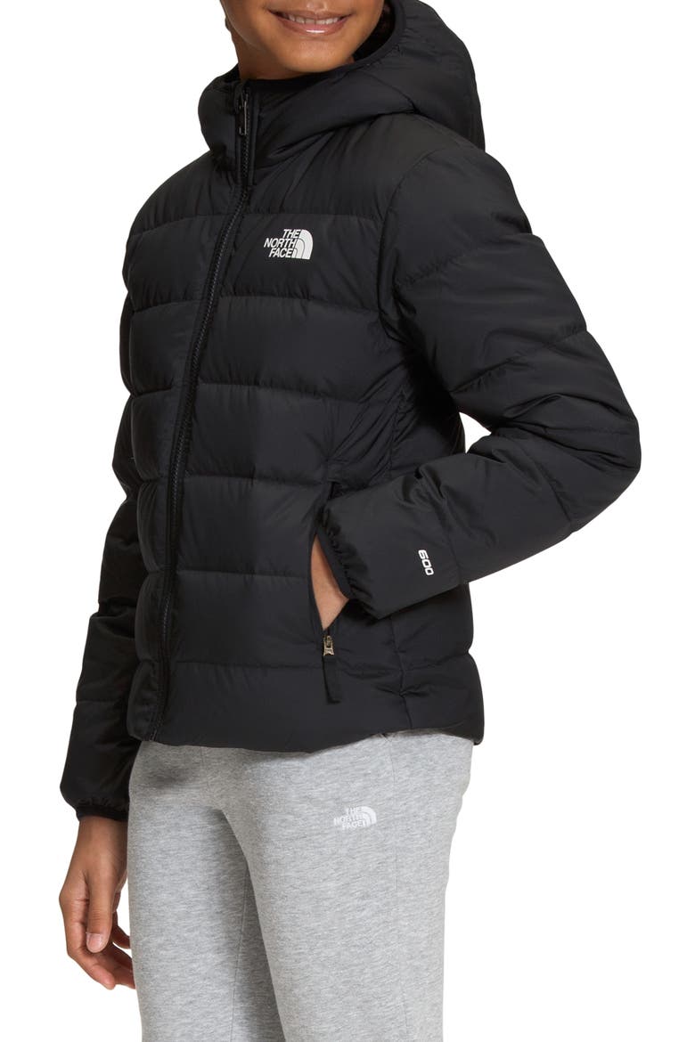 Kids' Reversible Hooded 600-Fill Power Down Jacket, Alternate, color, TNF BLACK