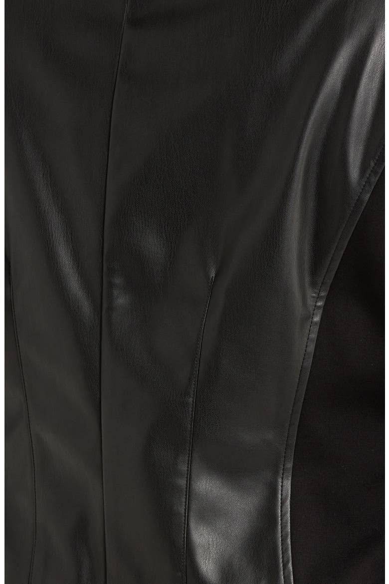 Faux Leather Mixed Media Jacket, Alternate, color, ANNE BLACK