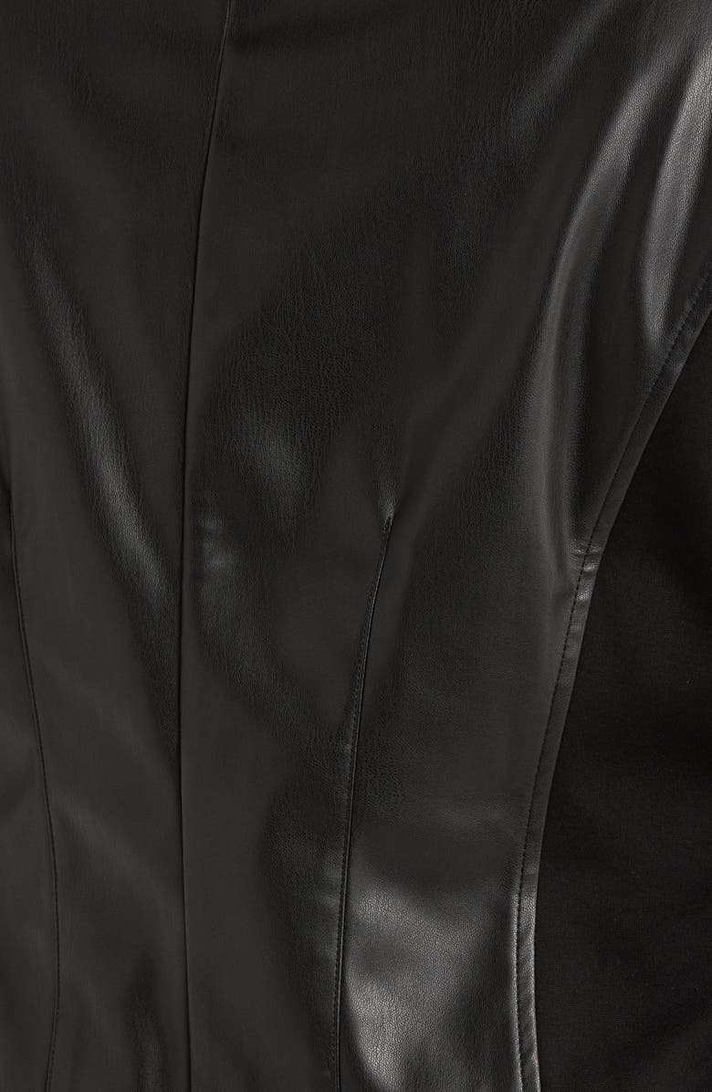 AK ANNE KLEIN Faux Leather Mixed Media Jacket, Alternate, color, Anne Black