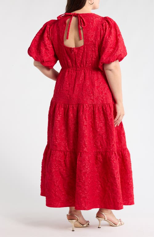 Sugarlips Arielle Floral Jacquard Maxi Dress In Red