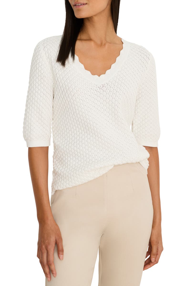 NIC+ZOE Scallop Textured Sweater, Main, color, Paper White