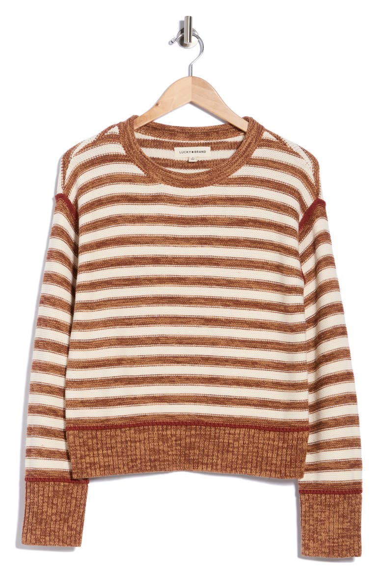 Stripe Cotton Blend Sweater, Main, color, MACCHIATO