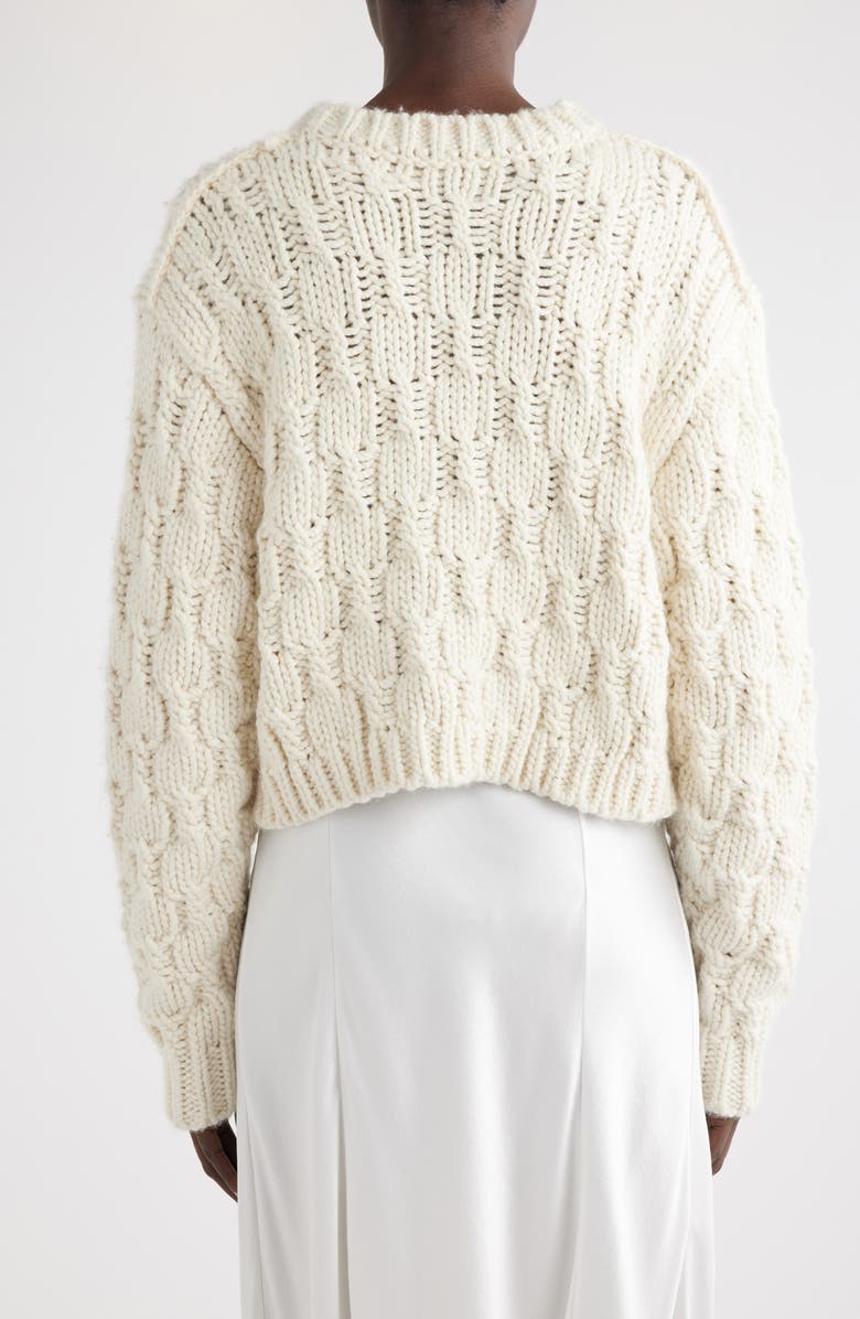 Chloé Wool, Silk & Cashmere Aran Sweater, Alternate, color, 