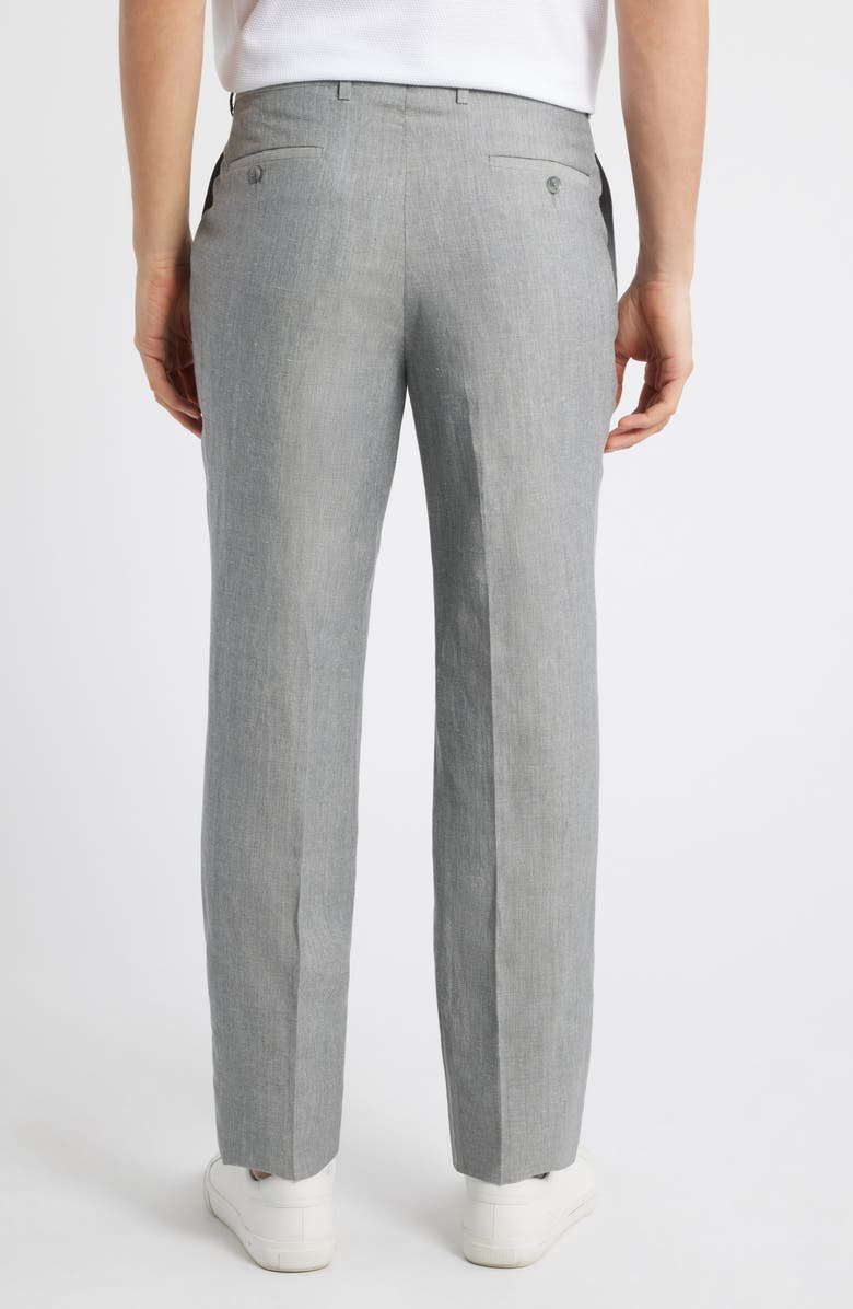 Peter Millar Harker Grey Mélange Flat Front Wool & Linen Dress Pants, Alternate, color, Light Grey