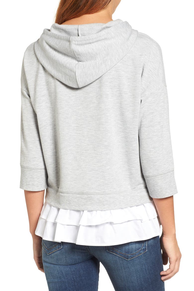 Woven Inset Knit Hoodie, Alternate, color, HEATHER GREY