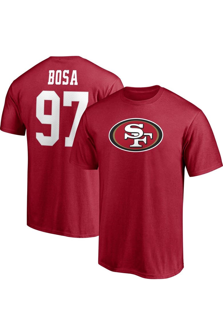 Men's Fanatics Branded Nick Bosa Scarlet San Francisco 49ers Player Icon Name & Number T-Shirt, Main, color, SCARLET