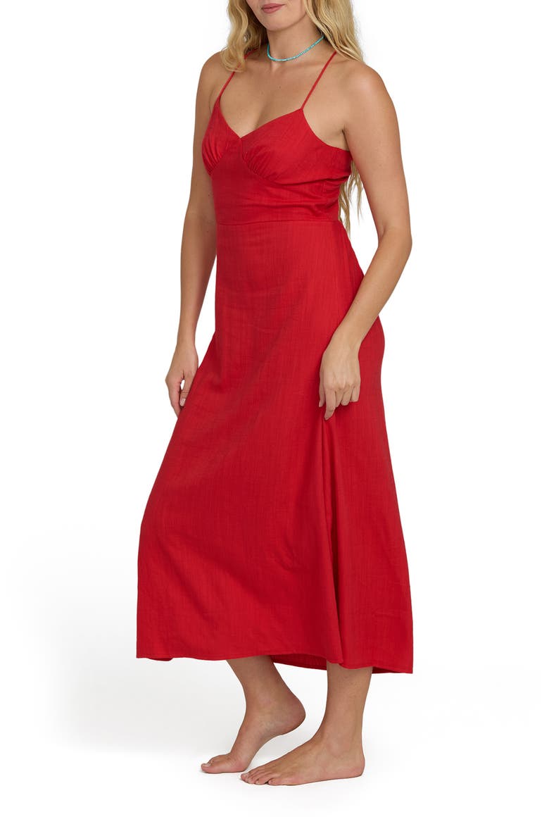 Take it Back Cotton Blend Midi Sundress, Alternate, color, FIESTA RED