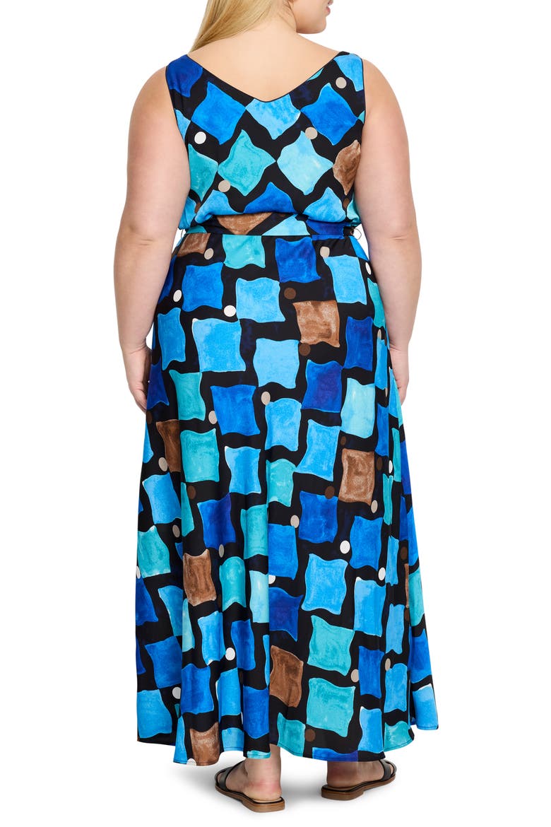 Sea Glass Bianca Tie Belt Maxi Dress, Alternate, color, BLUE MULTI