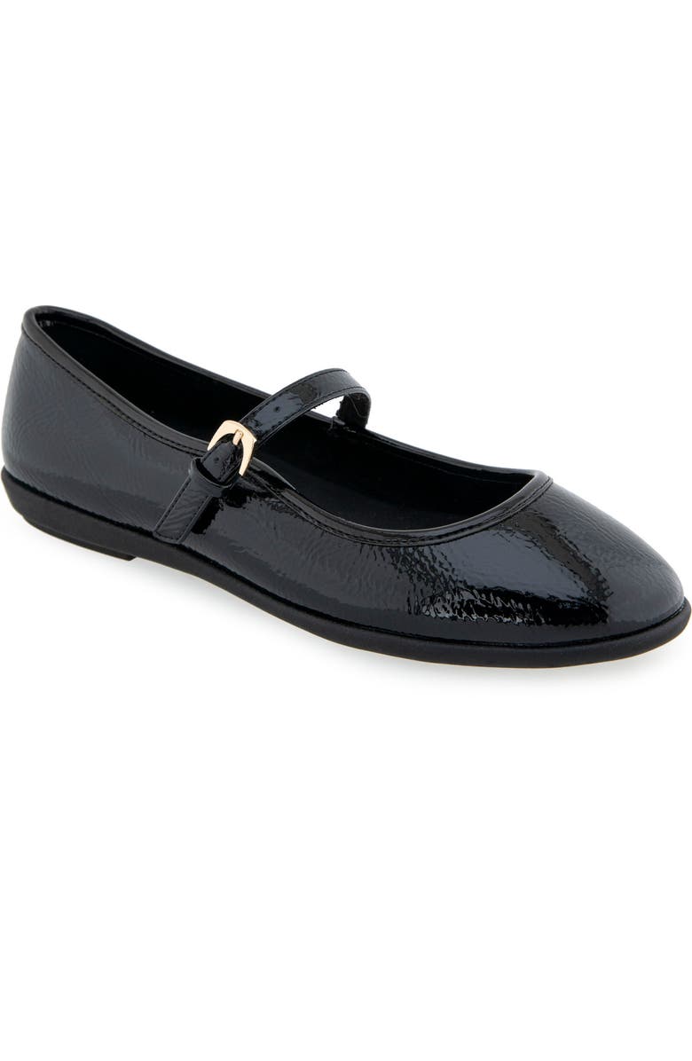 Aerosoles Baylee Mesh Mary Jane Flat, Main, color, Black Patent Faux Leather