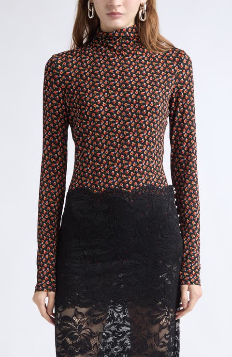 Haut Floral Turtleneck
