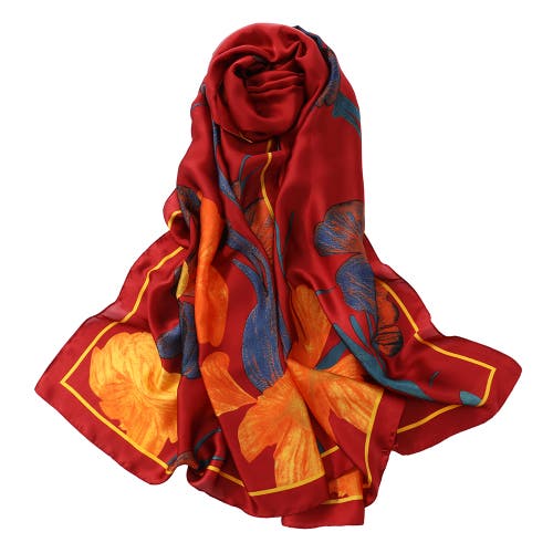 Youzey Koi Pond Floral Scarf In Red