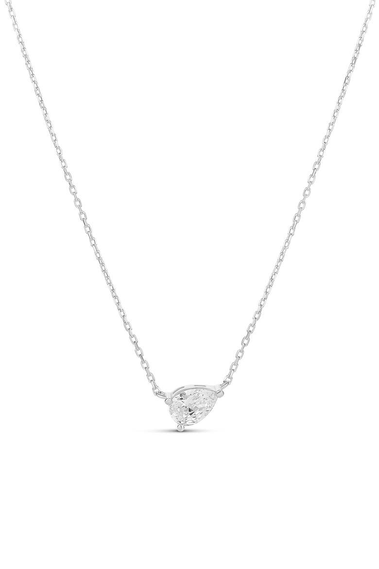 Side Pear Cubic Zirconia Pendant Necklace, Main, color, SILVER
