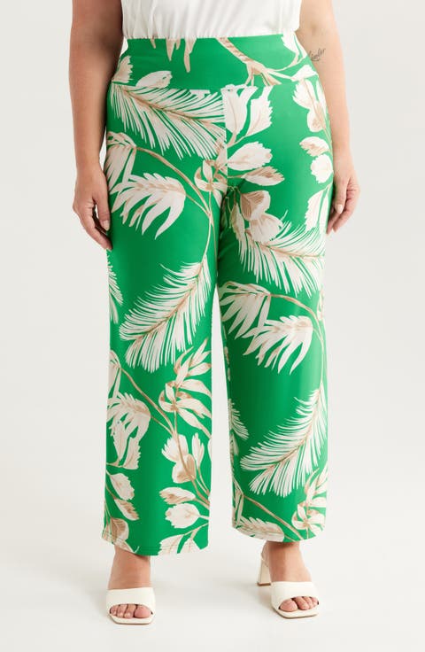 High Waist Pull-On Wide Leg Pants (Plus)