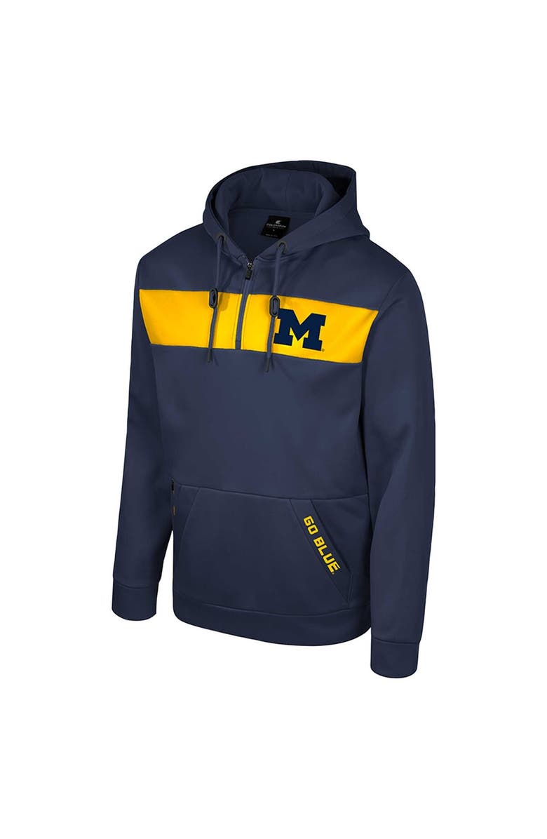 COLOSSEUM Men's Colosseum  Navy Michigan Wolverines Quarter-Zip Hoodie, Alternate, color, 