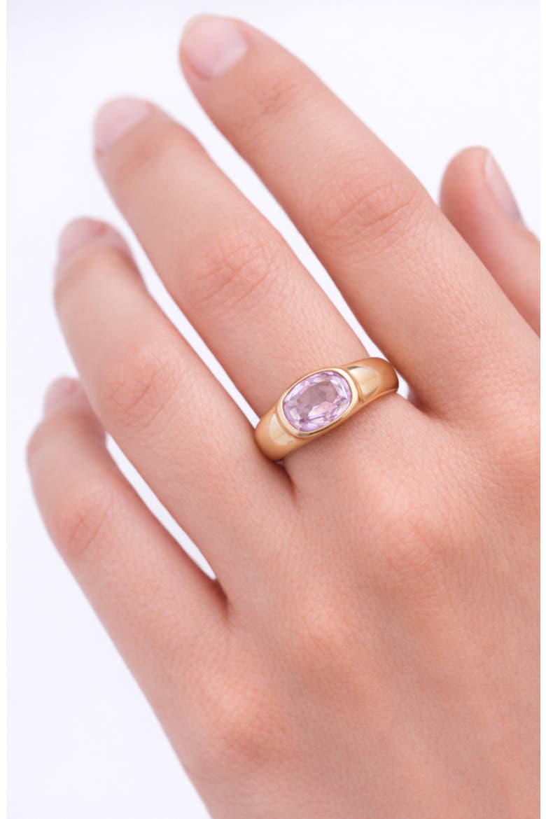 Oval Stone Chunky Ring, Alternate, color, GOLD /AMETHYST